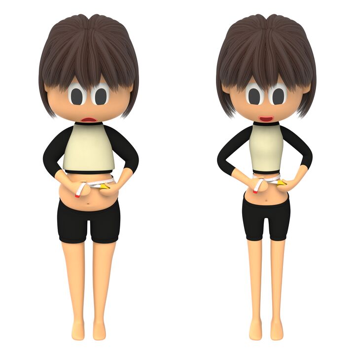 Medición da cintura antes e despois da perda de peso efectiva
