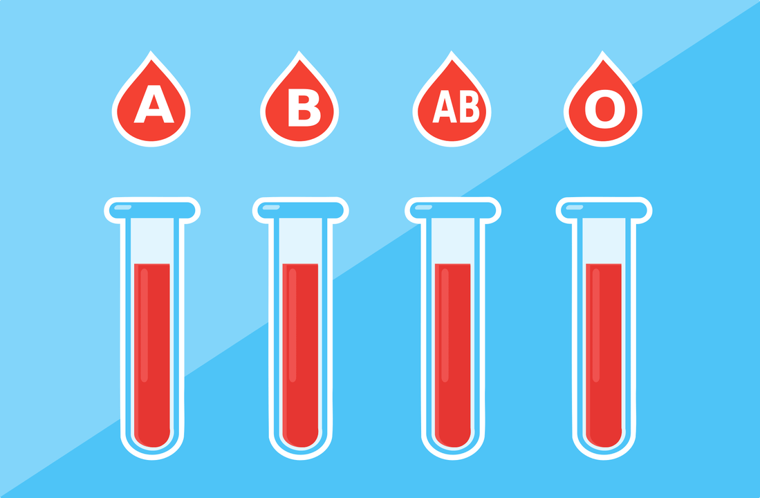 Hai 4 grupos sanguíneos A, B, AB, O